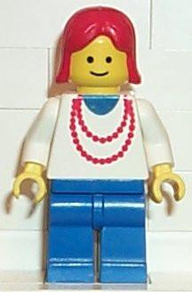 LEGO Minifigure-Necklace Red - Blue Legs, Red Female Hair-Town / Classic Town-NCKLC007-Creative Brick Builders